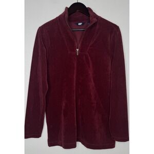 Lands End Burgundy Corduroy Half Zip Pullover Sweatshirt Women's Medium